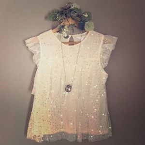 LAUREN CONRAD Girly Tiered Sequin Top